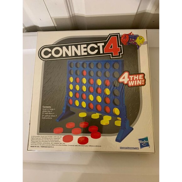 New Connect 4 Game Four In A Row Checkers Hasbro 2016 Family Fun Sealed - Picture 2 of 6
